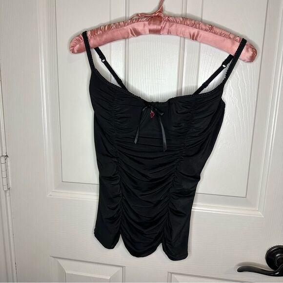 Y2K Victoria’s Secret Black Ruched Heart Bow Corset Cami Top M Pinterest Viral - Picture 2 of 7